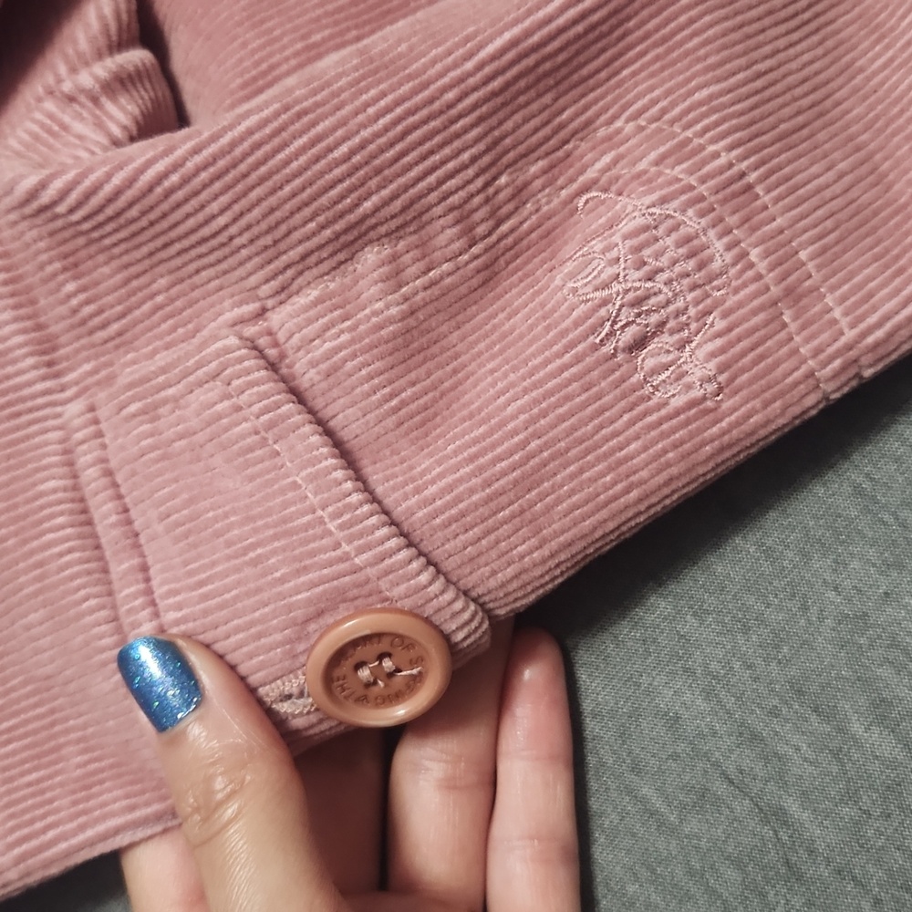 Y2K ROXY Dusty Rose Pink Corduroy Collared Blazer Jacket Coat - Picture 9 of 15